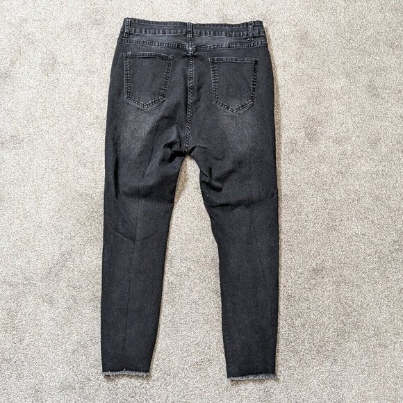 SHEIN CURVE Black Denim Distressed High Rise Skinny Jeans; Size 2XL - Picture 2 of 4